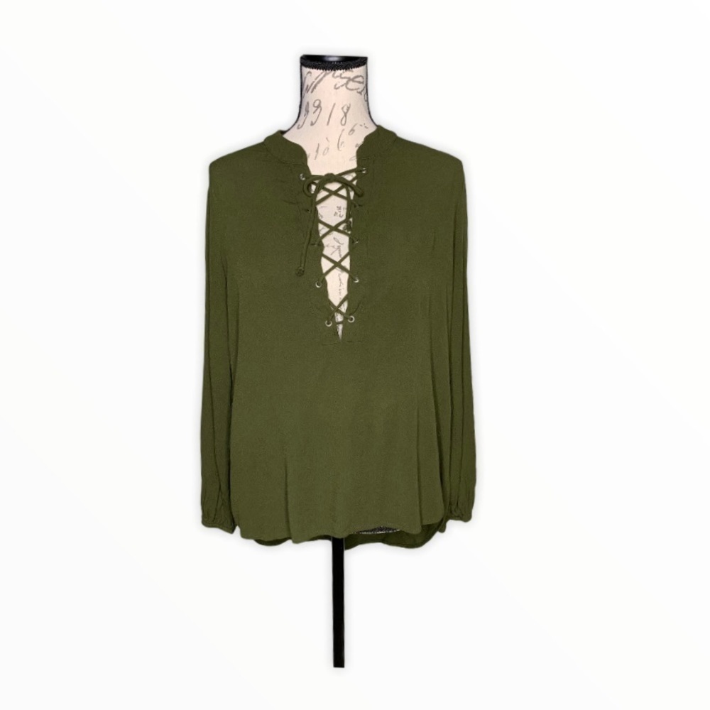 Lovely Day Lace Up Front Blouse